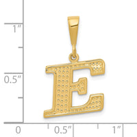 14k Textured Initial E Charm-C1449-E