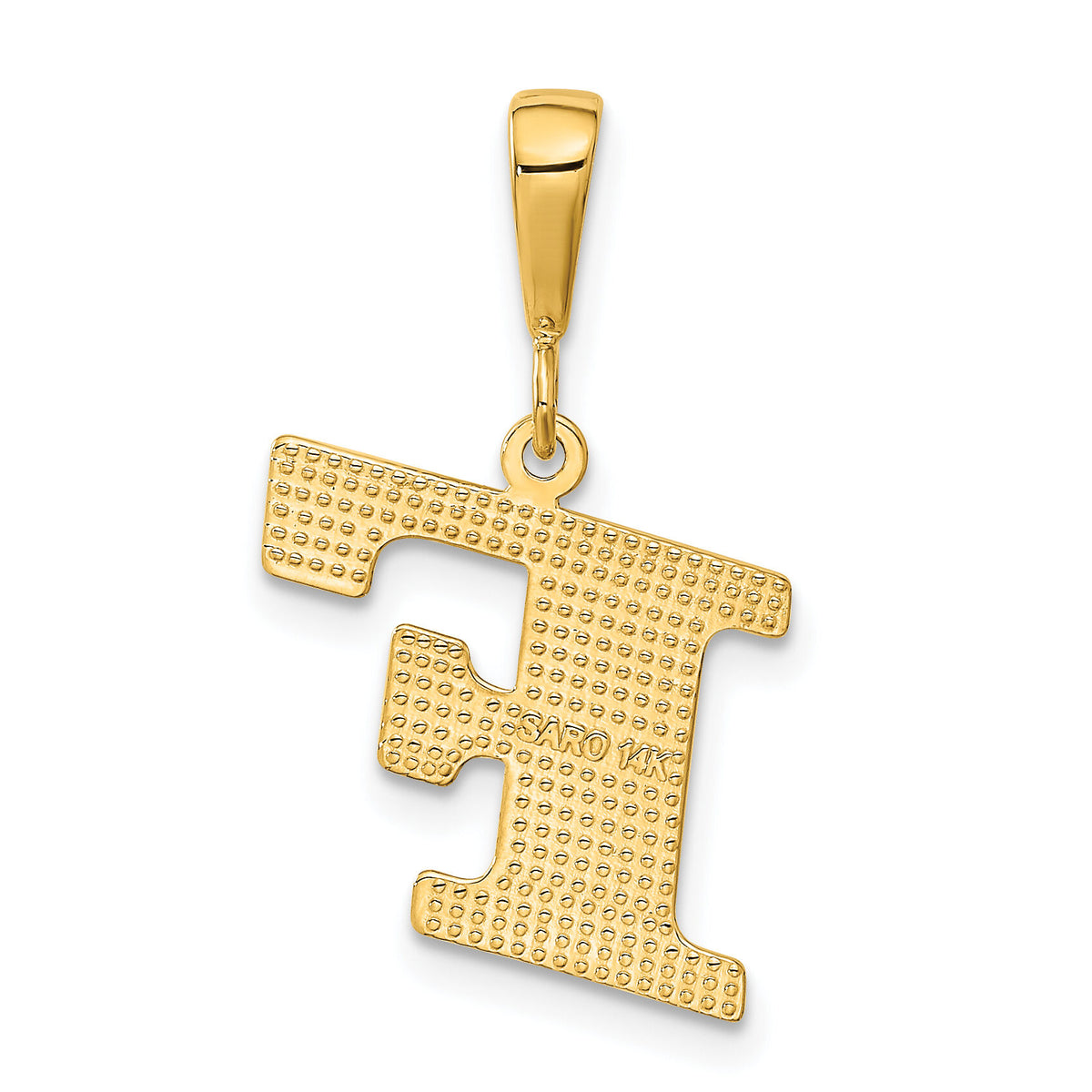 14k Textured Initial F Charm-C1449-F