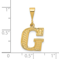 14k Textured Initial G Charm-C1449-G