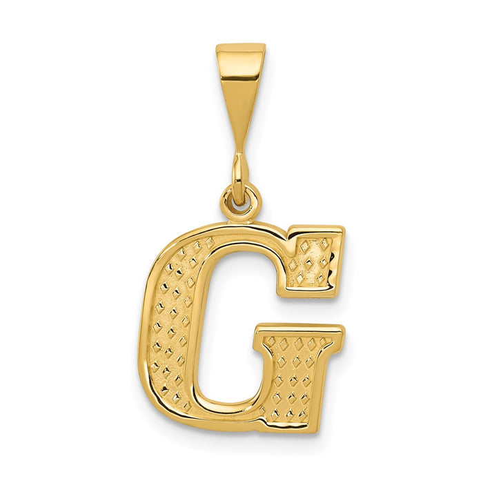 14k Textured Initial G Charm-C1449-G