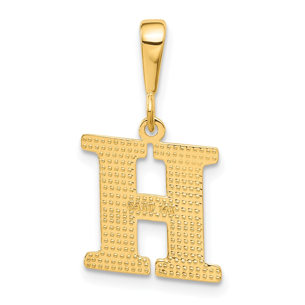 14k Textured Initial H Charm-C1449-H