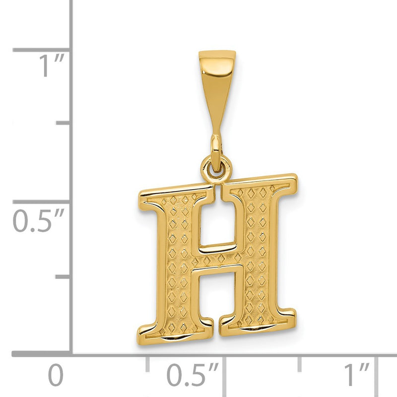 14k Textured Initial H Charm-C1449-H