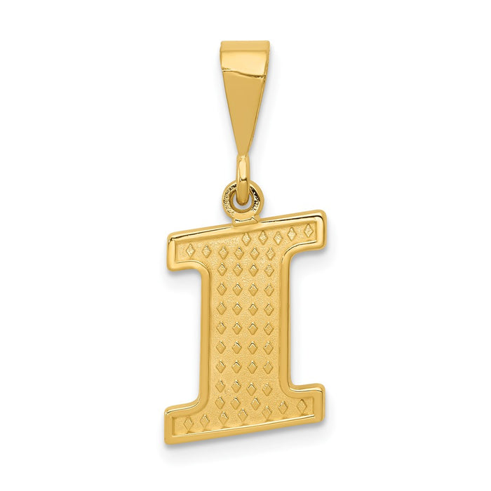 14k Textured Initial I Charm-C1449-I