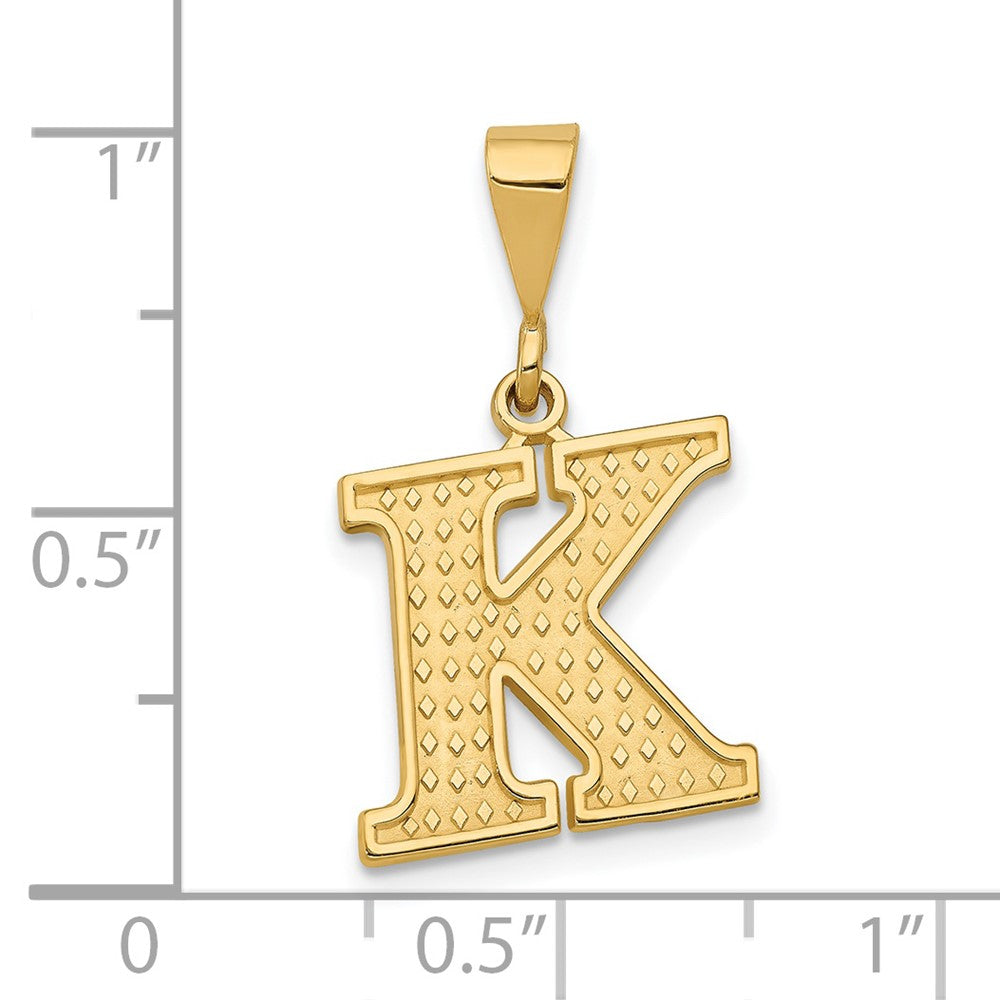 14k Textured Initial K Charm-C1449-K