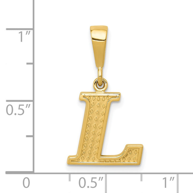 14k Textured Initial L Charm-C1449-L