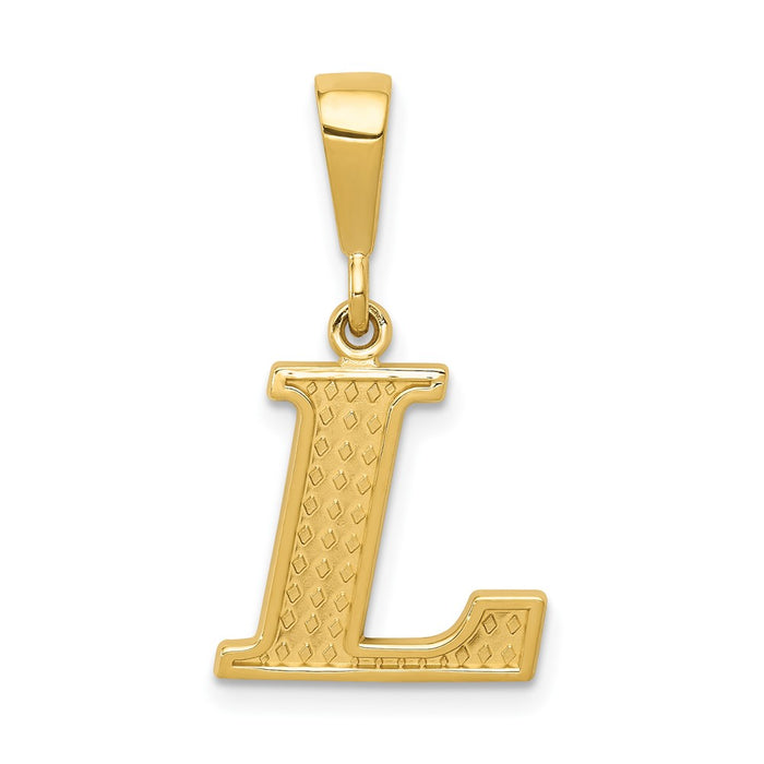 14k Textured Initial L Charm-C1449-L