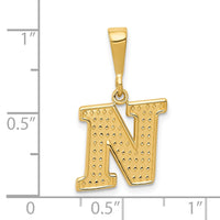 14k Textured Initial N Charm-C1449-N