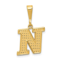 14k Textured Initial N Charm-C1449-N