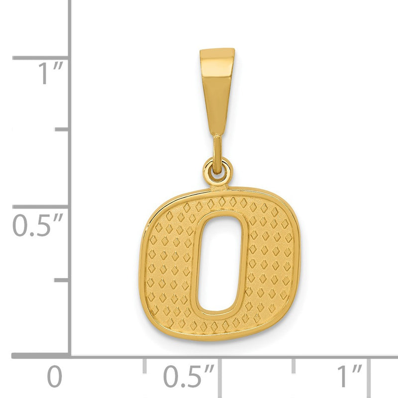 14k Textured Initial O Charm-C1449-O