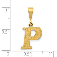 14k Textured Initial P Charm-C1449-P