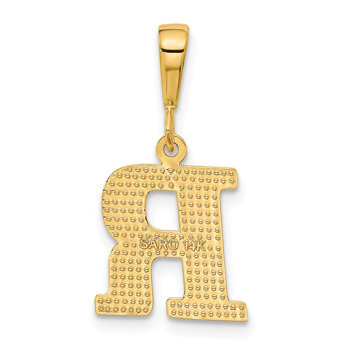 14k Textured Initial R Charm-C1449-R