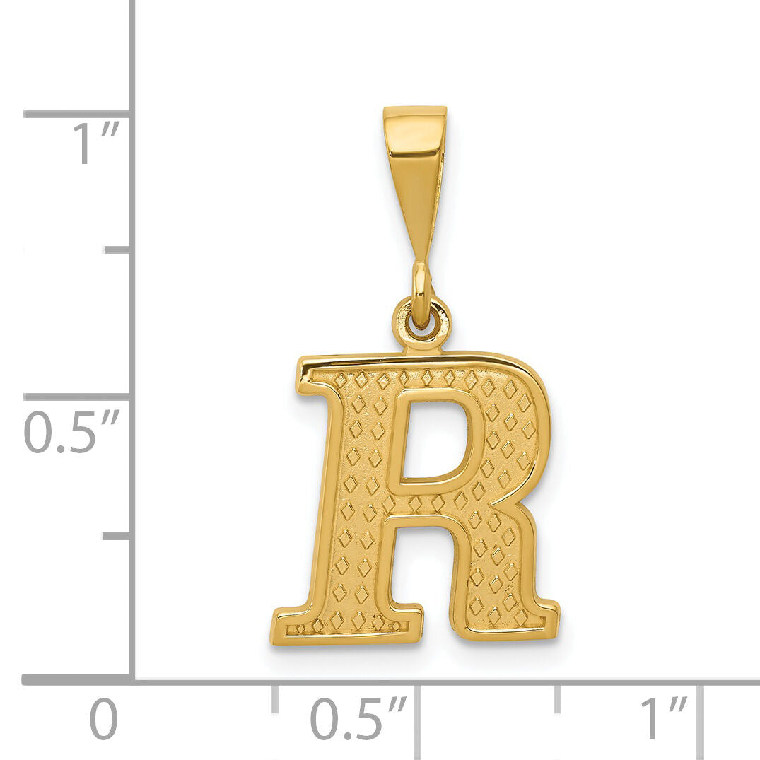 14k Textured Initial R Charm-C1449-R