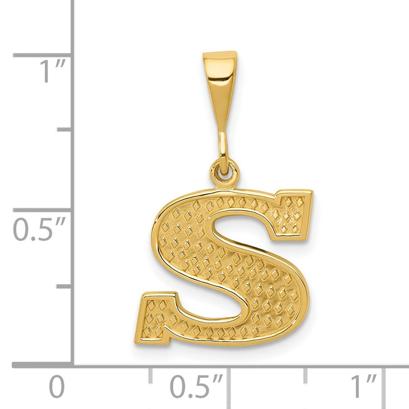 14k Textured Initial S Charm-C1449-S