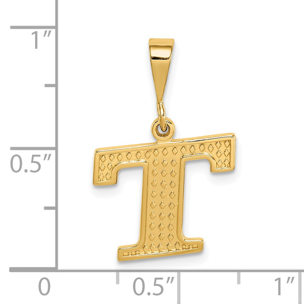 14k Textured Initial T Charm-C1449-T