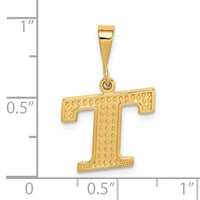 14k Textured Initial T Charm-C1449-T