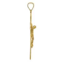 14K Satin Diamond-Cut Crucifix Pendant-C145