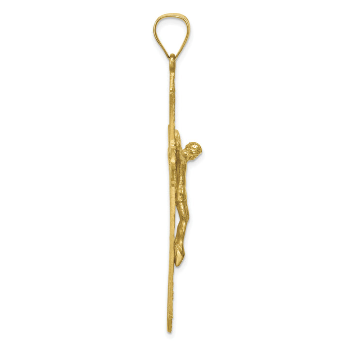 14K Satin Diamond-Cut Crucifix Pendant-C145
