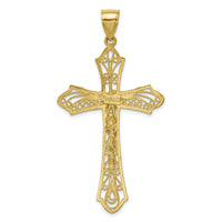 14K Satin Diamond-Cut Crucifix Pendant-C145