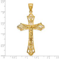 14K Satin Diamond-Cut Crucifix Pendant-C145