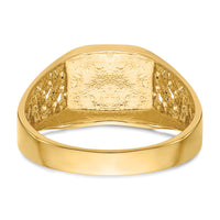 14k 10.5x9.0mm Open Back Mens Signet Ring-C1528