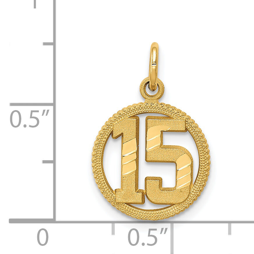 14k #15 Circle Pendant-C1651