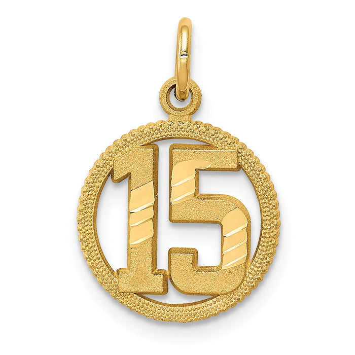 14k #15 Circle Pendant-C1651