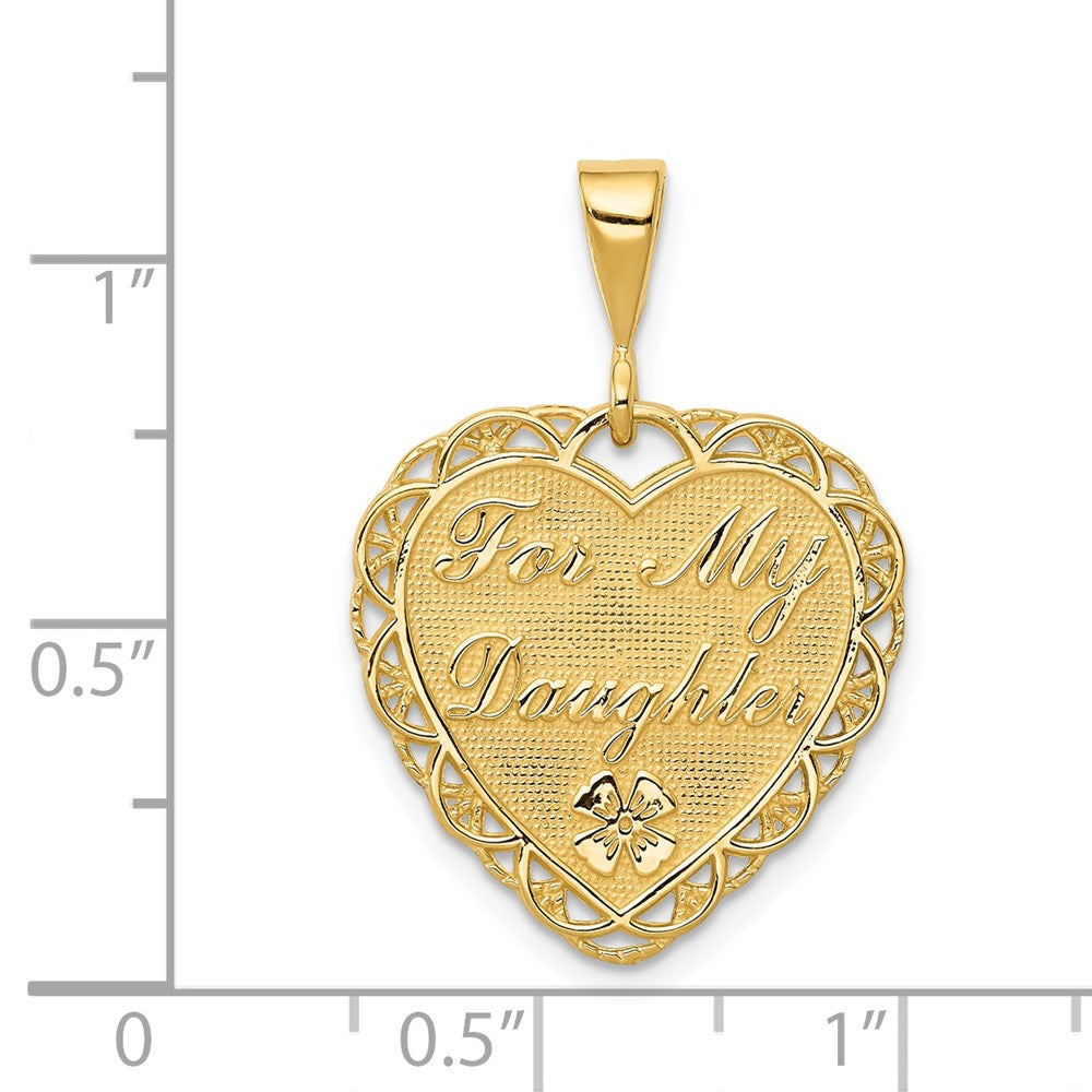 14k Reversible FOR MY DAUGHTER Heart Charm-C1701