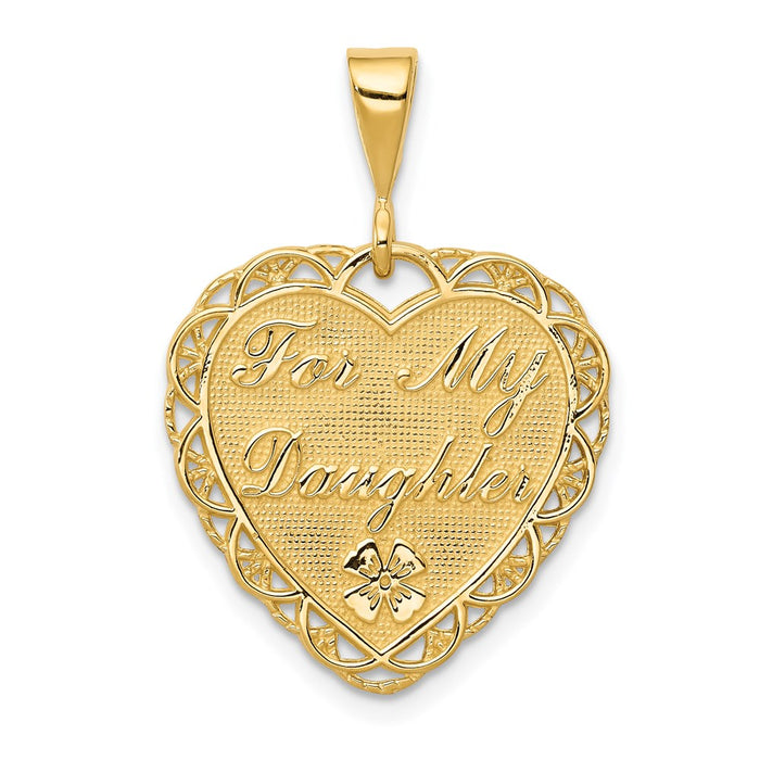 14k Reversible FOR MY DAUGHTER Heart Charm-C1701