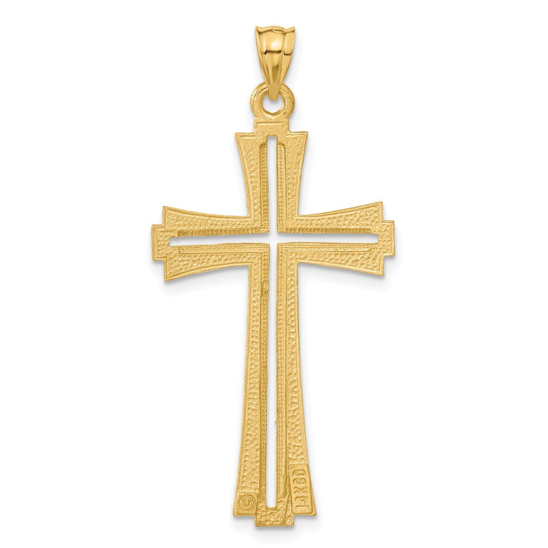 14K Diamond Cut and Satin Cross Pendant-C172