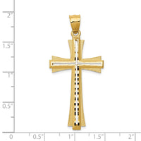 14K Diamond Cut and Satin Cross Pendant-C172