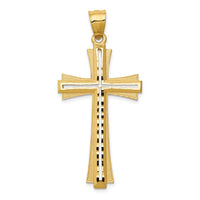 14K Diamond Cut and Satin Cross Pendant-C172