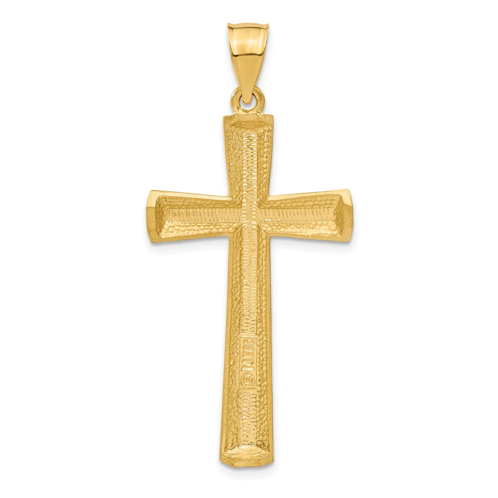 14K Satin and Diamond -Cut Cross Pendant-C173