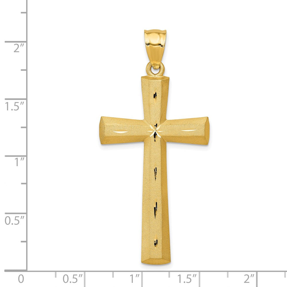 14K Satin and Diamond -Cut Cross Pendant-C173