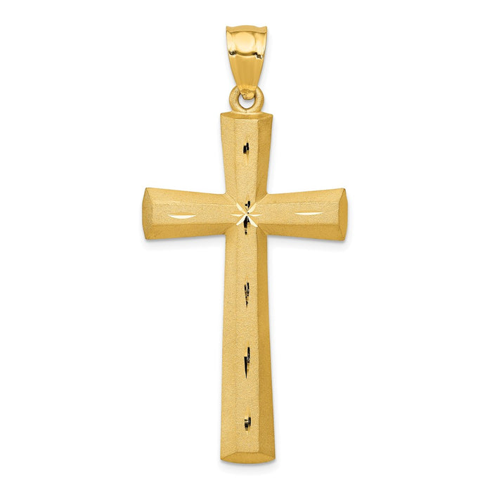 14K Satin and Diamond -Cut Cross Pendant-C173