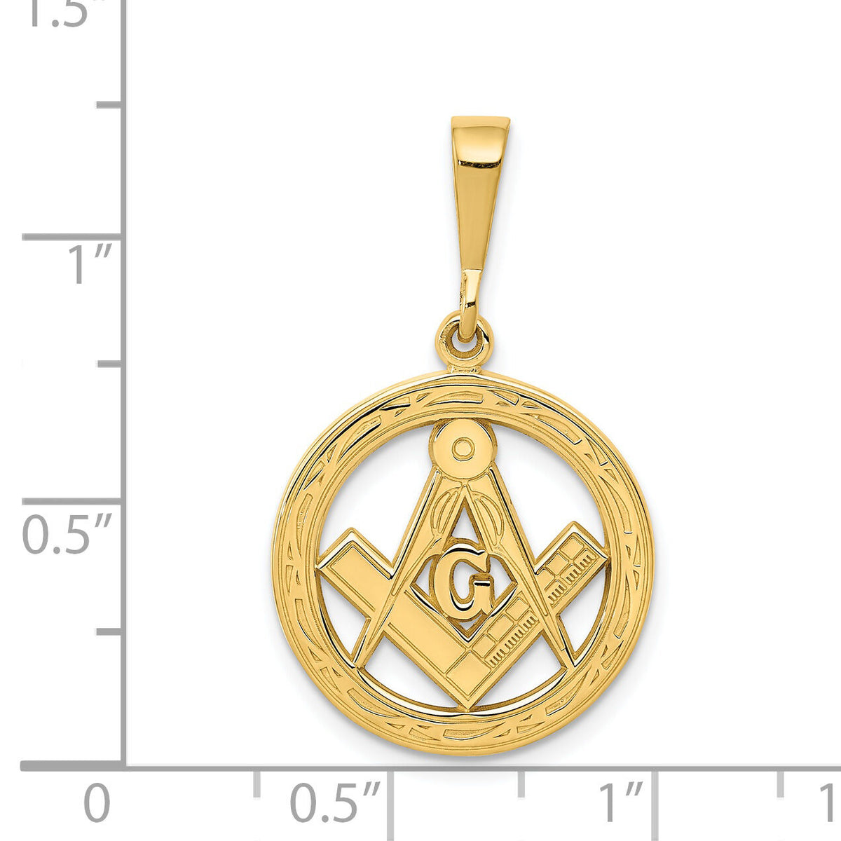 14k Polished and Textured Masonic Symbol Pendant-C1783