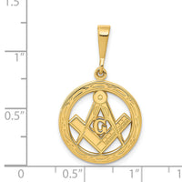 14k Polished and Textured Masonic Symbol Pendant-C1783
