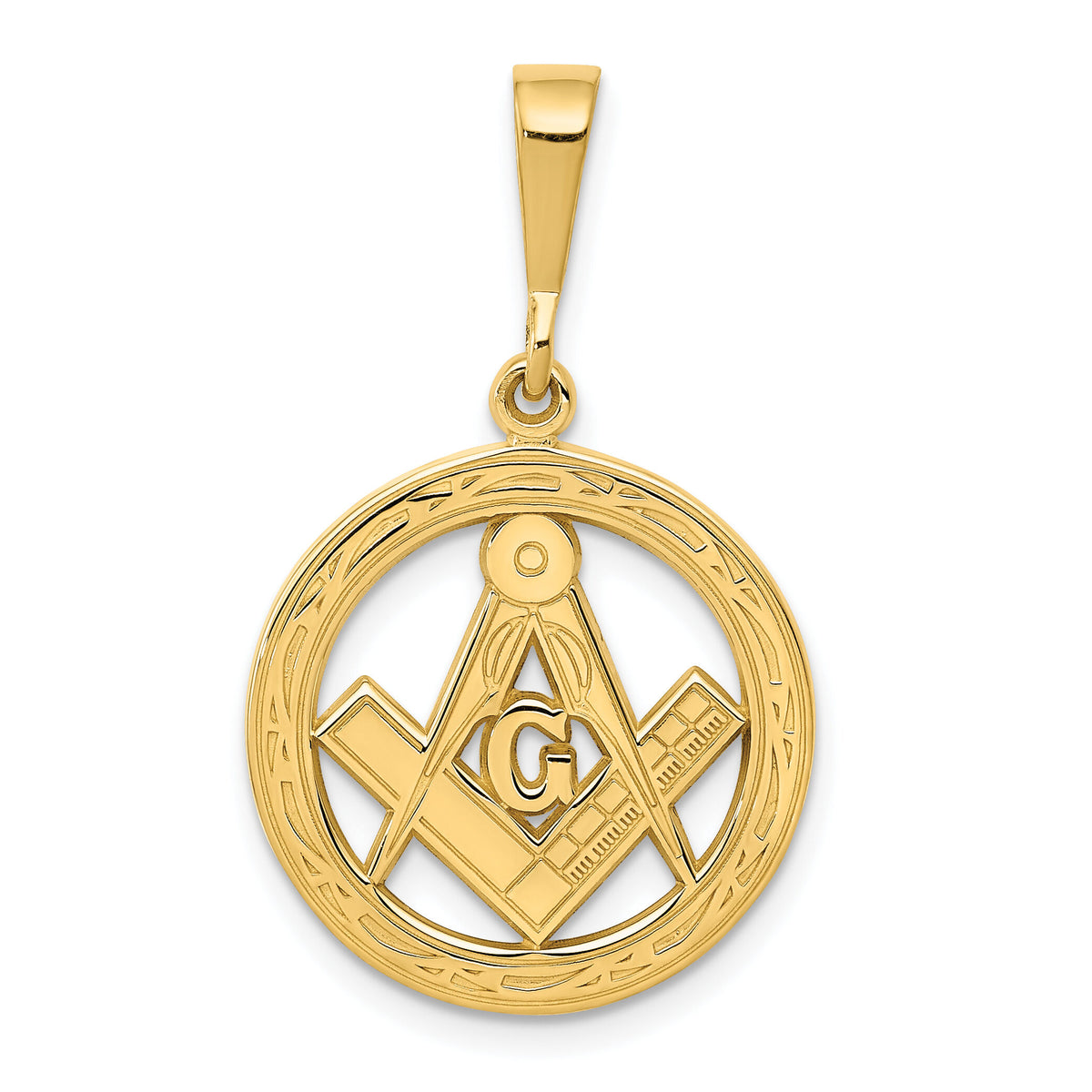 14k Polished and Textured Masonic Symbol Pendant-C1783