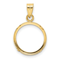 14k Polished and Diamond-cut 14.0mm Prong Coin Bezel Pendant-C1801D/14.0