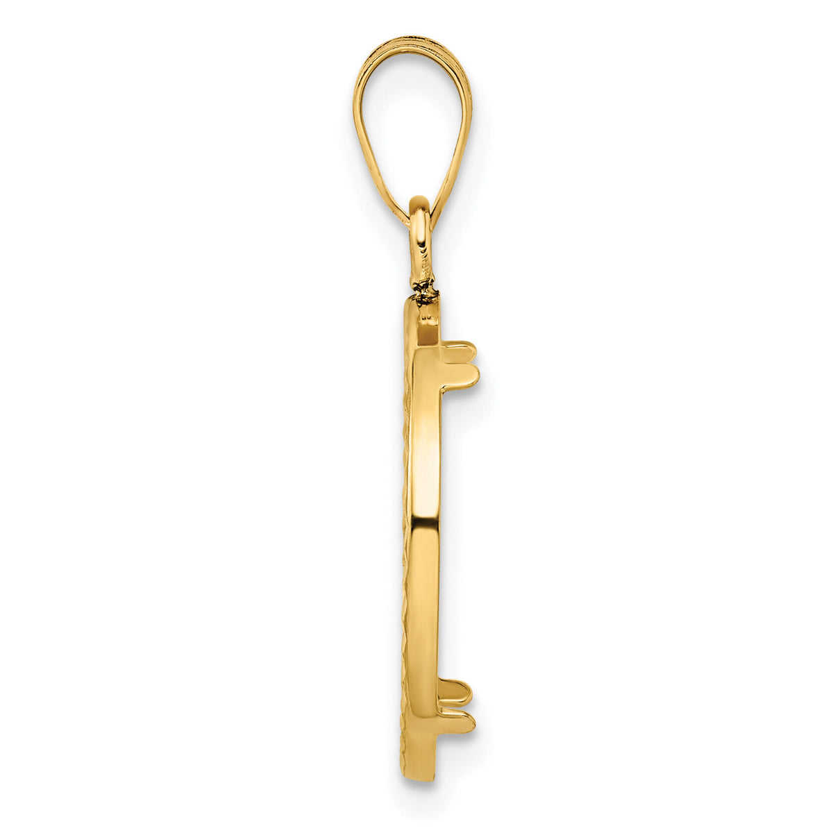 14k Polished and Diamond-cut 18.0mm Prong Coin Bezel Pendant-C1801D/18.0