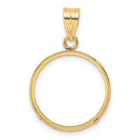 14k Polished and Diamond-cut 18.0mm Prong Coin Bezel Pendant-C1801D/18.0