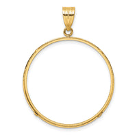 14k Polished and Diamond-cut 32.0mm Prong Coin Bezel Pendant-C1801D/32.0