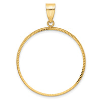 14k Polished and Diamond-cut 32.0mm Prong Coin Bezel Pendant-C1801D/32.0