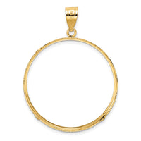 14k Polished and Diamond-cut 32.7mm Prong Coin Bezel Pendant-C1801D/32.7