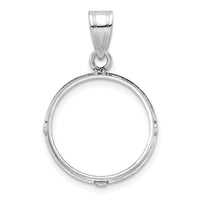 14k White Gold Polished & D/C 16.5mm Prong Coin Bezel Pendant-C1801WD/16.5