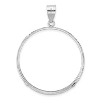 14k White Gold Polished & D/C 32.7mm Prong Coin Bezel Pendant-C1801WD/32.7