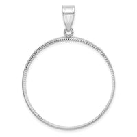 14k White Gold Polished & D/C 32.7mm Prong Coin Bezel Pendant-C1801WD/32.7