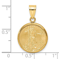 Wideband Distinguished Coin Jewelry 14k Polished Mounted 1/10oz American Eagle Prong Coin Bezel Pendant-C1801/16.5C