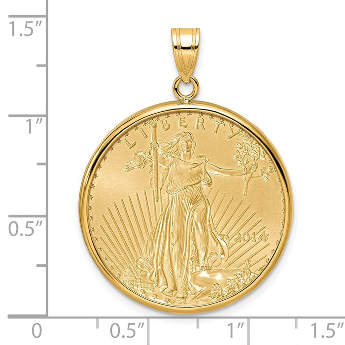 Wideband Distinguished Coin Jewelry 14k Polished Mounted 1/2oz American Eagle Prong Coin Bezel Pendant-C1801/27.0C