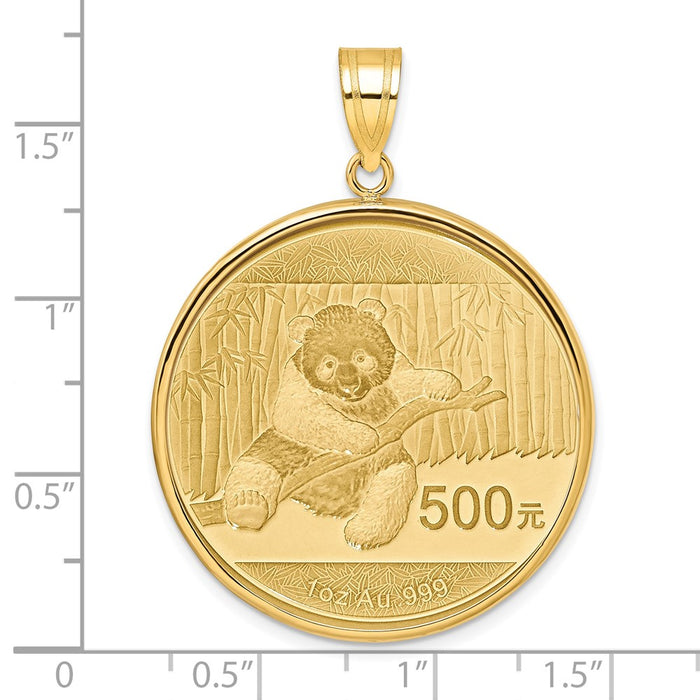 Wideband Distinguished Coin Jewelry 14k Polished Mounted 1oz Panda Prong Coin Bezel Pendant-C1801/32.0C