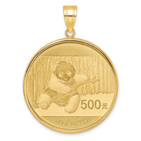 Wideband Distinguished Coin Jewelry 14k Polished Mounted 1oz Panda Prong Coin Bezel Pendant-C1801/32.0C